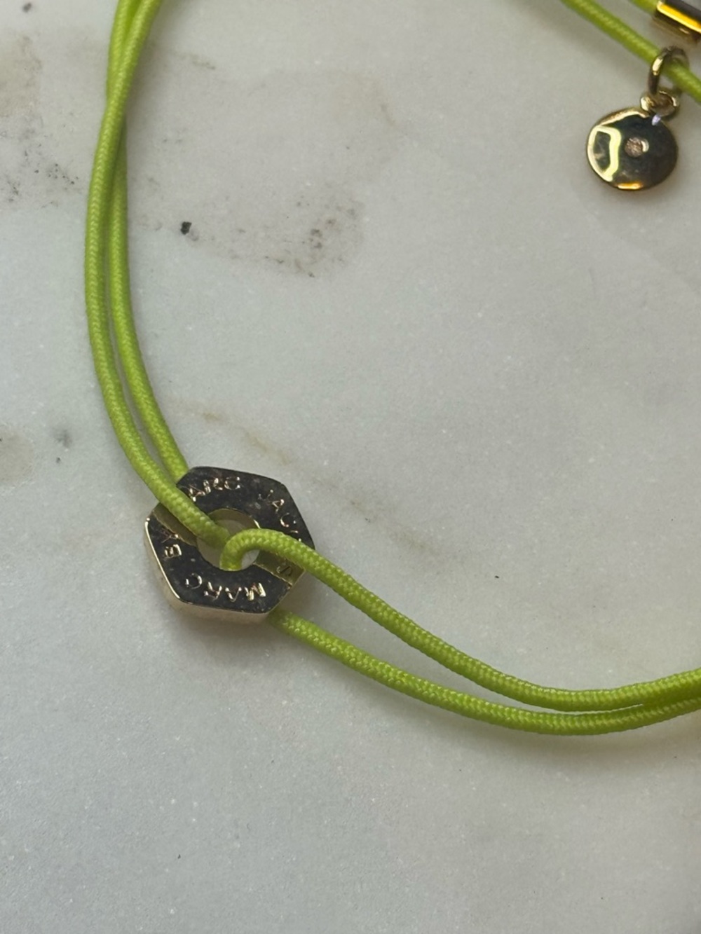 Marc Jacobs Neon Green Cord Bracelet with Gold Accents NWT - Picture 2 of 3